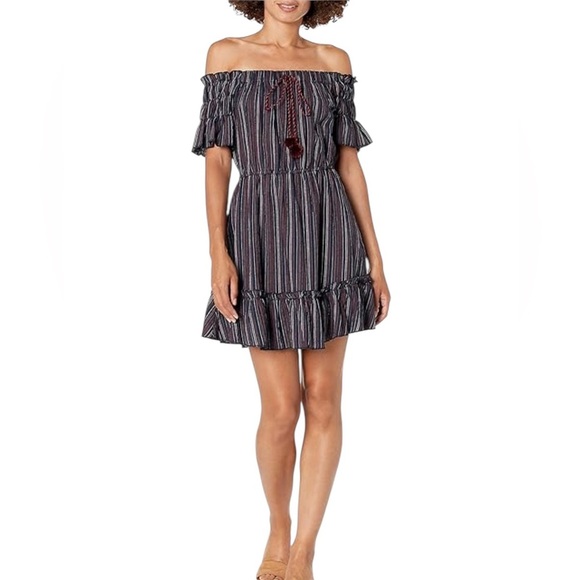 NWT Moon River Anthropologie Women's Cotton Striped Mini Dress Navy Blue Size S - Picture 11 of 11